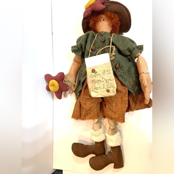 Nancy Nyleen Folkart Lucy Hanging Reminder Doll with Notepad Country Decor NEW - Picture 11 of 11